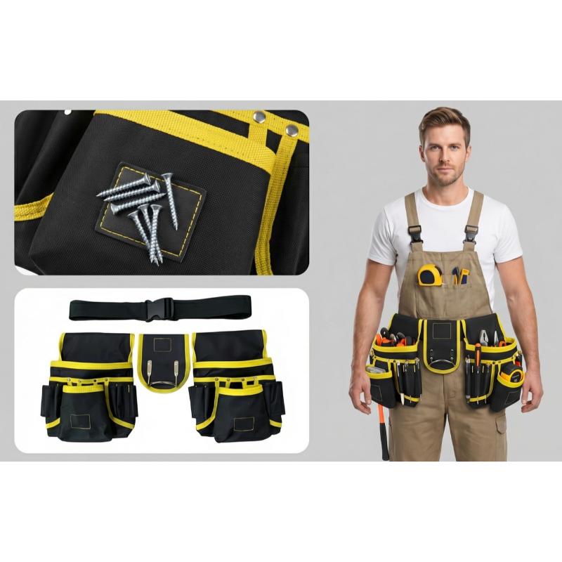 Heavy Duty Oxford Tool Belt With Multiple Functional Pockets Adjustable Waist Strap For Carpenters Home Repair Work