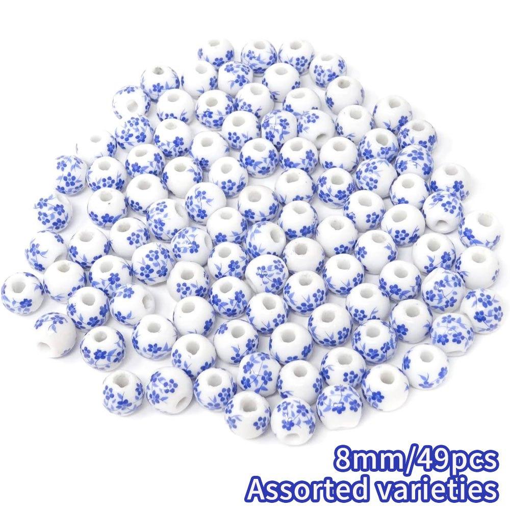 

49 шт., 8/10 мм Керамический материал Керамические бусины Керамические цветы Круглые бусины Раздельные бусины DIY Браслет Ожерелье Серьги Брелок Цепочка для ног 10mm-49pcs