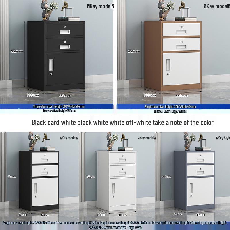 Mobile Under-Desk File Cabinet with Lock - Single Door, Sheet Metal, Small Office Tool Storage Drawer