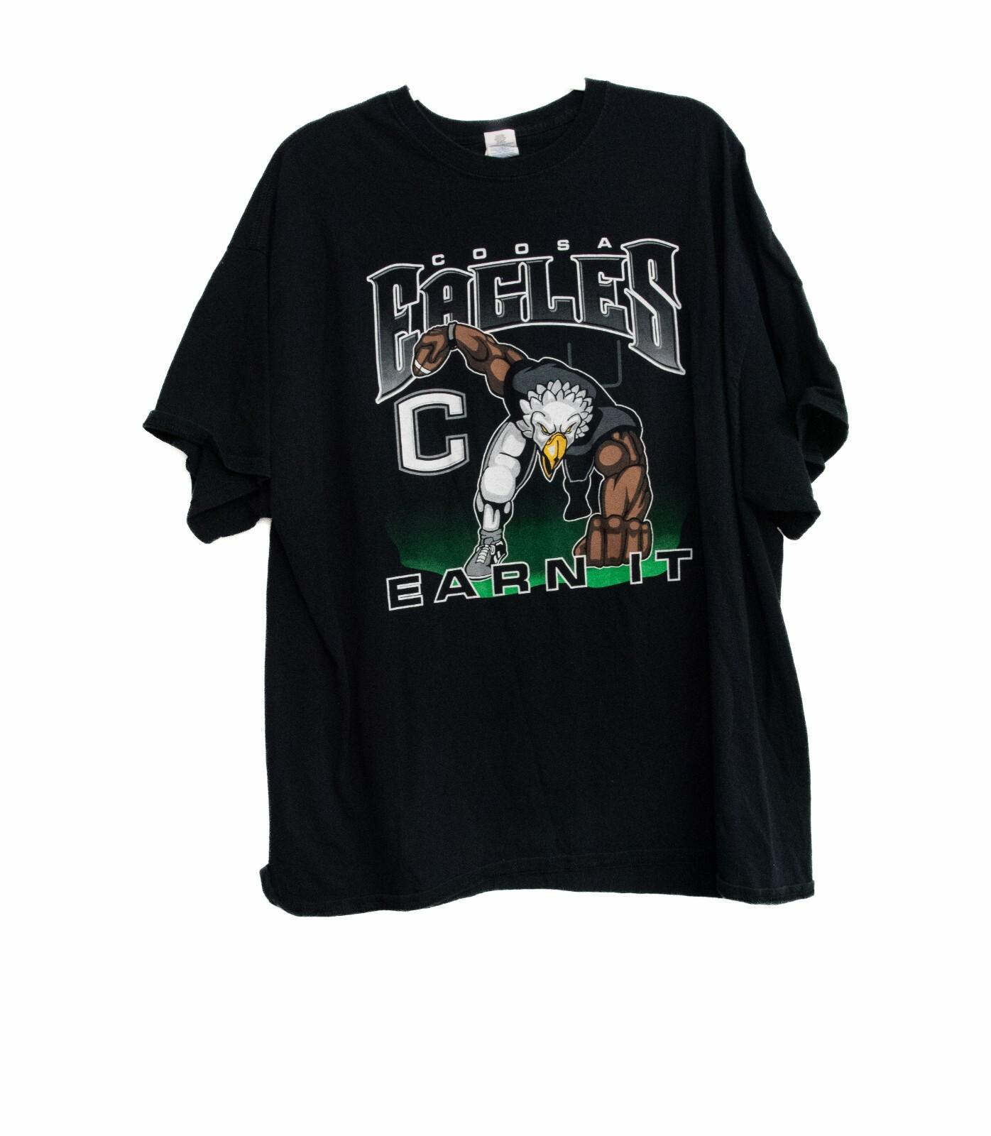 Gildan Mens Black Cotton Graphic T Shirt COOSA Eagles Crew Neck Short Sleeve 2XL XL