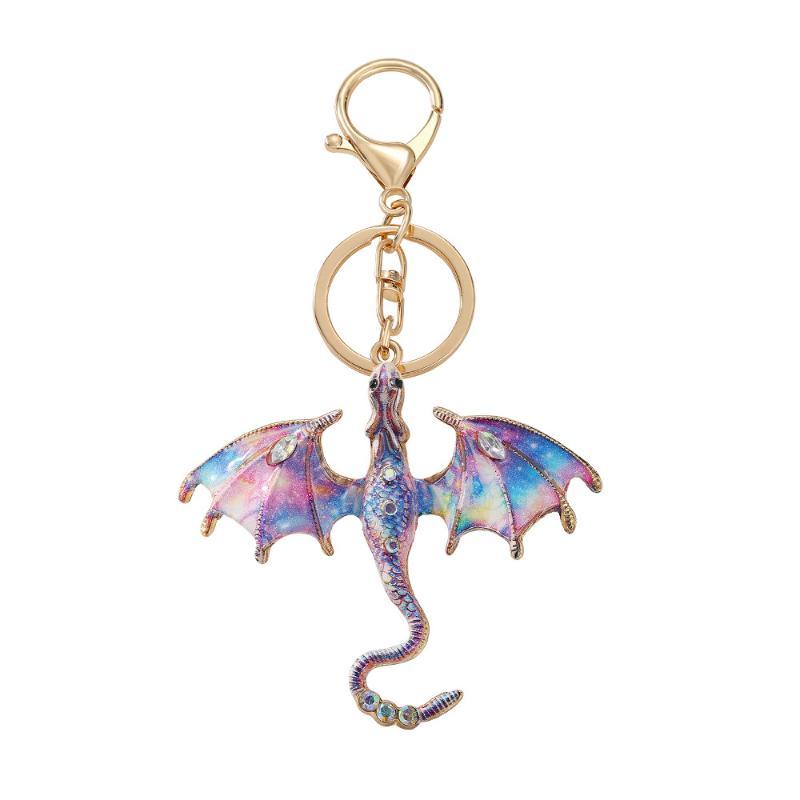 Fantasy Drachen Emaille Schlüsselanhänger Set Wyvern Schlüsselring Tasche Anhänger Auto Schlüssel Zubehör Geschenk