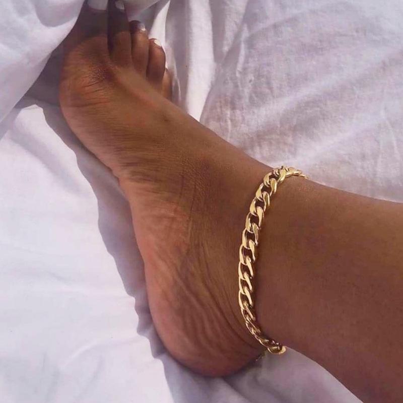 Fashionable European American Cuban Link Anklet