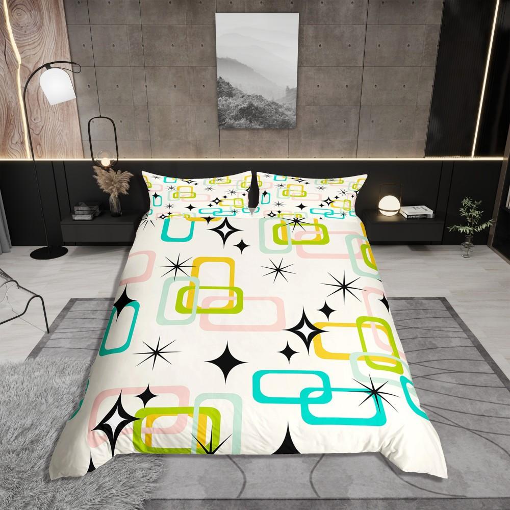 Homewish Adult Chic Watercolor Duvet Cover Set,Gold Oil Printing Artwork Bedding Set,Modern Fashion Abstract Bed Set
