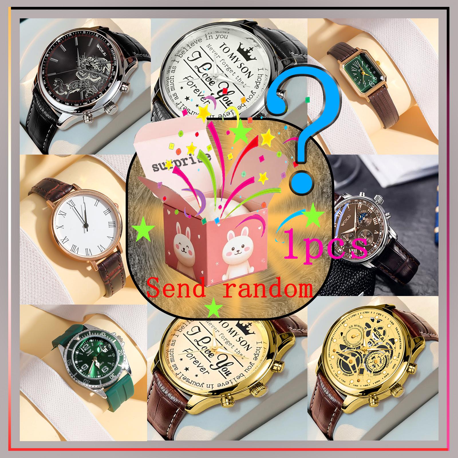

Surprise blind box; new fashion trend classic vintage belt men s quartz watch. разноцветный