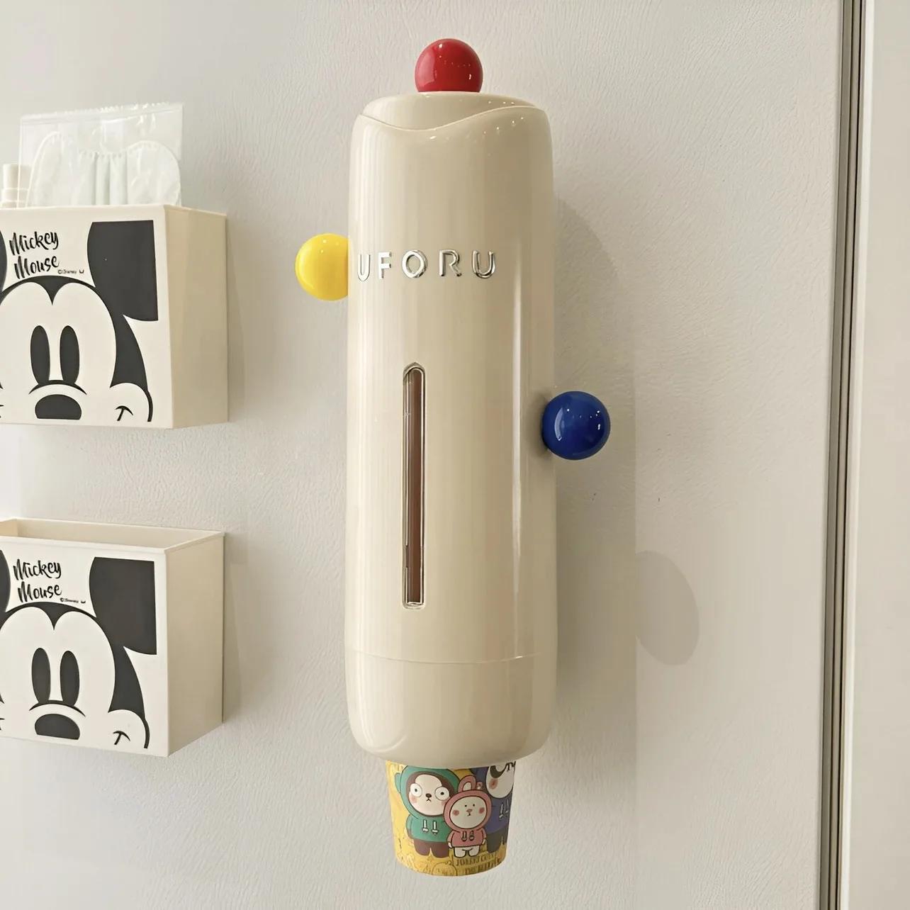 

Домашний диспенсер для воды без перфорации, вытяжка для стаканов, настенный кронштейн для гостиной, кухни, пылезащитная кухонная стойка для хранения бежевый