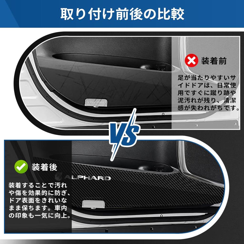 GOODGOODCAR Alphard 30 Series Interior Protector with Carbon Fiber Scratch and Stain Wear Front Door and Paint Easy Set of 2 for Driver and Passenger