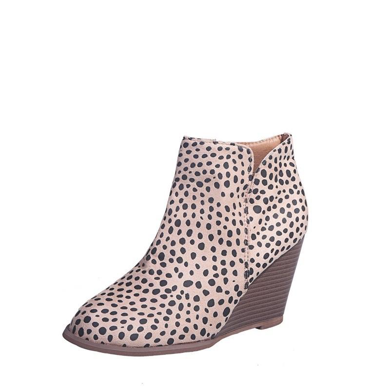 2025 Herbst und Winter neue Keilabsatz Stiefeletten Damen heißer Verkauf Retro Pferde Chelsea Boots große Größe Damenschuhe