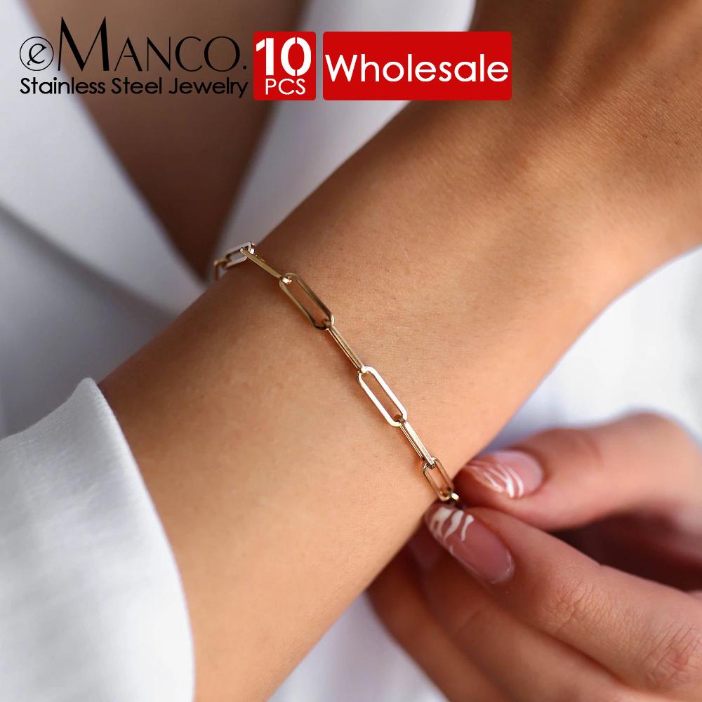 EMANCO 10PCS Original Niche Design Stainless Steel Adjustable Fashion Fine Jewelry Cross Chain Bracelet Wholesale