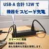 TOPLAND Extension Cord, 3 AC Outlets, 2 USB Ports (Type A), USB Charging Tap, Compatible with iPhone 15, 16, 17, and Android, 1m, Black, TPA310-BK