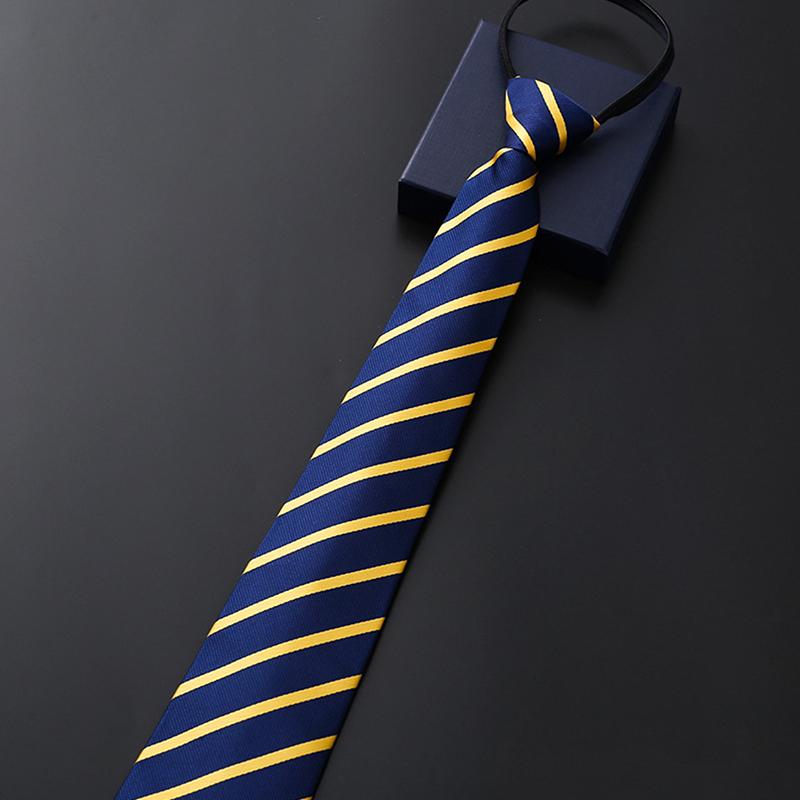 Elegant 8Cm Lazy Ties Blue Black Red Striped Men Shirt Business Dress Zipper Tie Neckties Accessories Wedding Groom