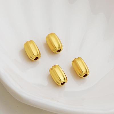 Gold Plated Melon Pattern Spacer Beads, 7x11mm Pumpkin Shape for DIY Jewelry