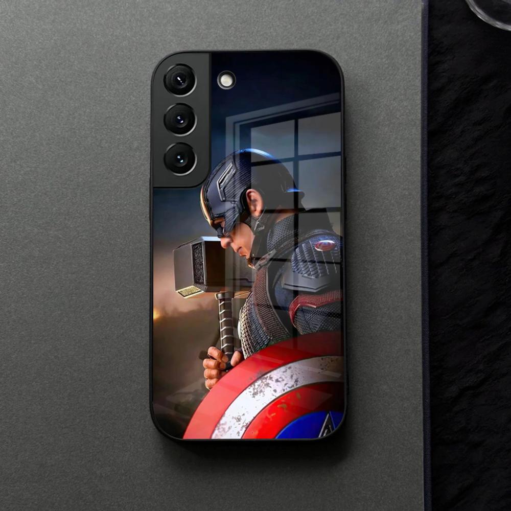 Captain America Phone Case Glass For Samsung Galaxy S21 S26 S25 S22 S20 S24 S23 Ultra Fe Plus A16 A34 A54 A24 Coque