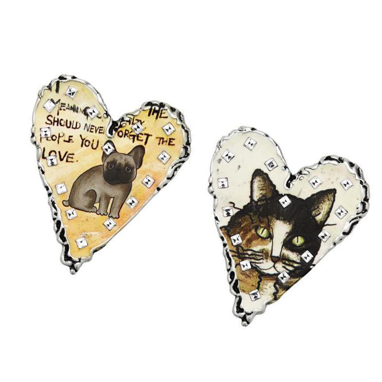 

Trendy Asymmetric Ear Accessories Whimsical Cats Dog Heart Metal Jewelry Alloy Texture Suitable for Youthful Women 1