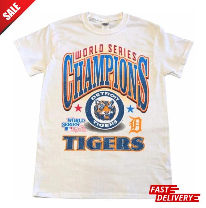 Vintage DETROIT TIGERS 1984 WORLD SERIES short sleeve white T shirt _ reprint !! Unisex T-Shirt XXXXL