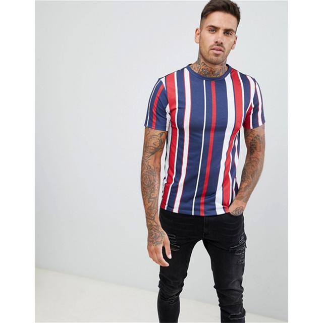 

Летняя полосатая мужская футболка с короткими рукавами, свободная модная повседневная рубашка, простые футболки в стиле Харадзюку, красивая мужская одежда больших размеров 6XL