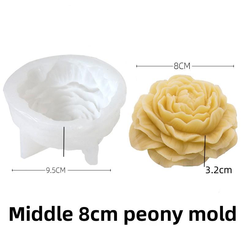 DIY 8-15cm Large Peony Candle Silicone Mold Rose Cake Chocolate Silicone Mold Soap Mold Valentine's Day Gift Rose Flower Mold
