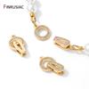 14K Gold Plated Brass Pearl End Clasps,Fastener Connector Clasps,Inlaid Zircon Lock For DIY Bracelet Necklace Making Supplies