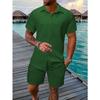Men's Lightweight Summer Beach Set: Casual Short Sleeved Button Up Shirt and Elastic Waisted Shorts - Polyester Fiber Blend, Beach Casual Clothing