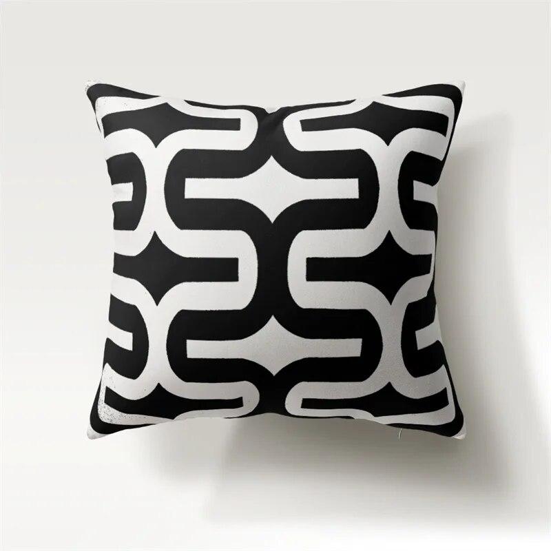 Nordic Simple Fashion Black and White Geometric Polyester Pillowcase 45x45cm Sofa Chair Car Cushion Cover Home Decor Pillowcase