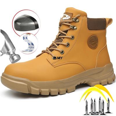 Chaussures de sécurité montantes pour hommes Embout en acier Bottes de sécurité de travail Homme Anti-perforation Légères Chaussures de travail de construction Grande taille 48 Chaussures de soudeur