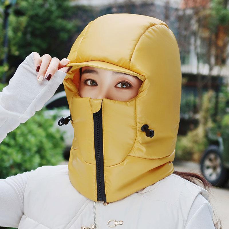 Winter thermal hat female cycling electric vehicle face protection ear protection scarf integrated thickened outdoor cold protection artifact