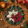 1pcs Santa Claus Christmas Table Placemat Snowman Elk Non Slip Round Dining Mat Coaster Flower Leaves Xmas Table Mat