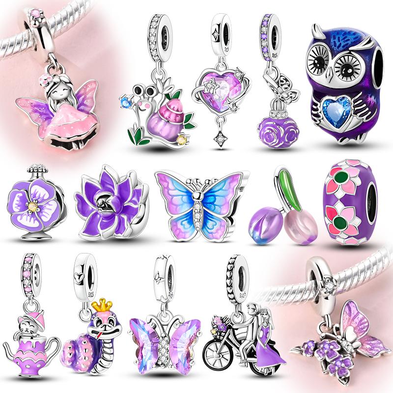 Charms Copper Owl Butterfly Snake Snail Bead Pendant Jewelry Fit Original Bracelet For Women Diy Party Gifts