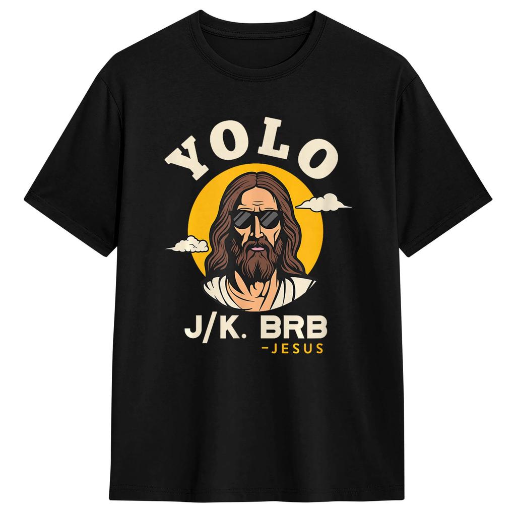 Casual TShirt Summer Easter Yolo Jk BRB Jesus Trendy Cool T Shirts Cotton Tshirt for Unisex YK Retro Short Sleeve Top Tees