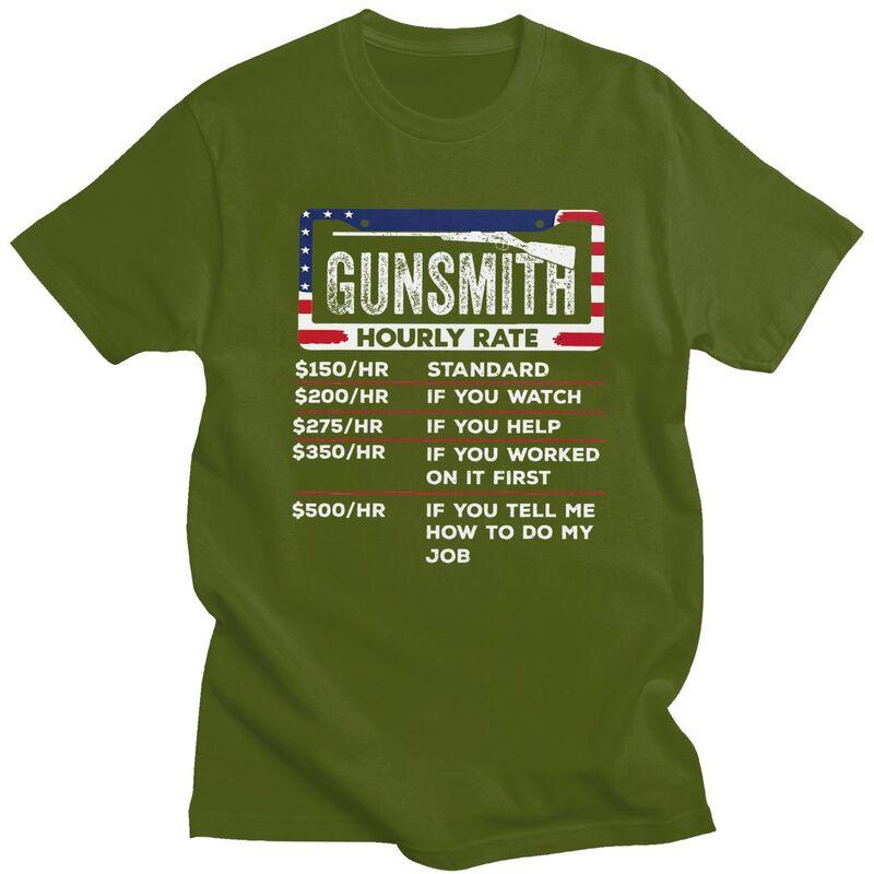 Male Gunsmith Hourly Rate T Shirt Round Neck Pure Cotton Short Sleeve Funny Gunsmithing Gun Quotes Tee Shirt Novelty Clothing