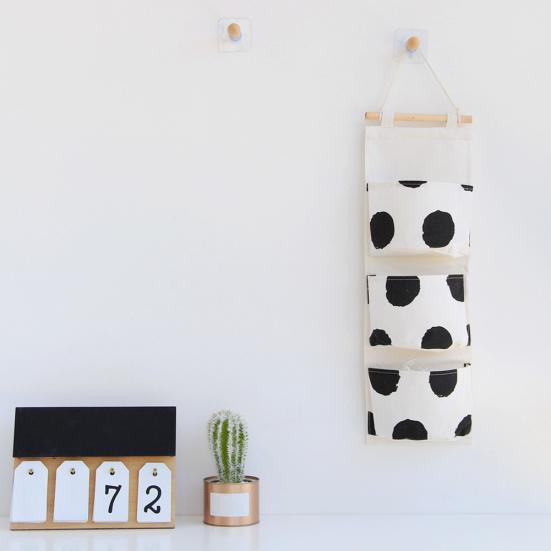 3 Lommer Dør Vegghengende Oppbevaringspose Veske Hjem Garderobe Småsaker Organizer