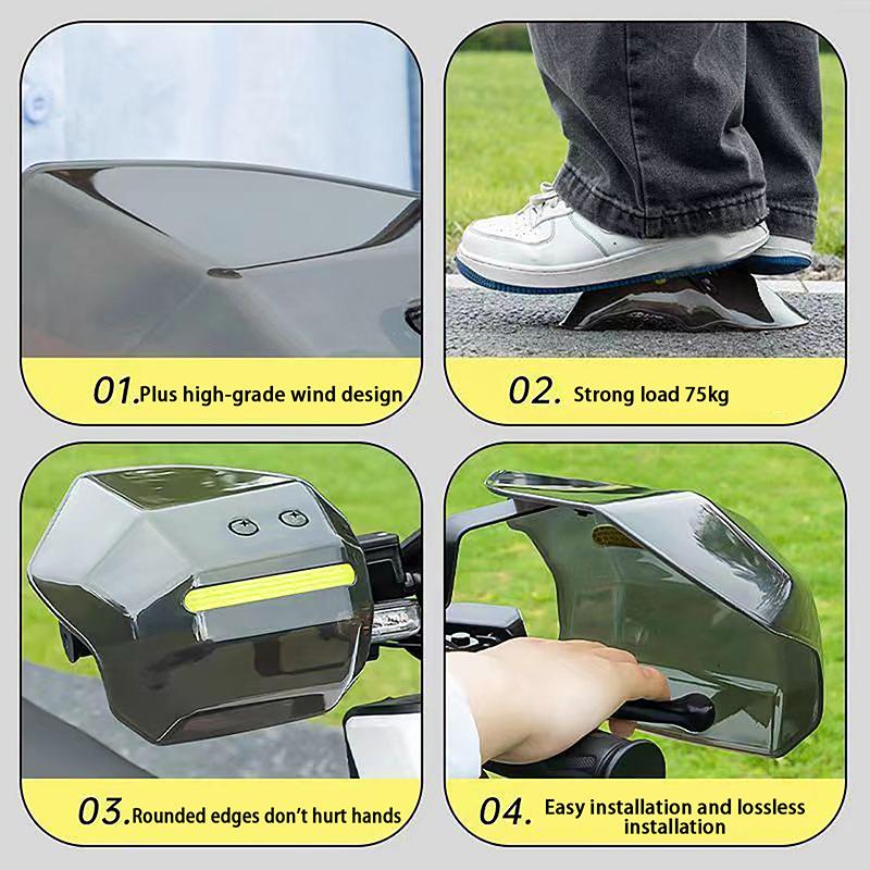 1 Set Wind Rain And Sun Protection Easy To Install Hand Guard For Scooter Motorcycle Atv With Night Reflective Strip