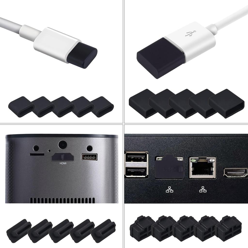 50 Pcs 7 Types USB Port Cover, Silicone USB C Port Dust Plugs Cap Cover for USB A Female/Male, USB C Cap, 3.5mm Headphone, HDMI, RJ45 Ethernet