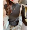 Womens Thickened Half Turtleneck Base Layer Top Soft Brushed Thermal Long Sleeve Slim Fit Solid Color Korean Style