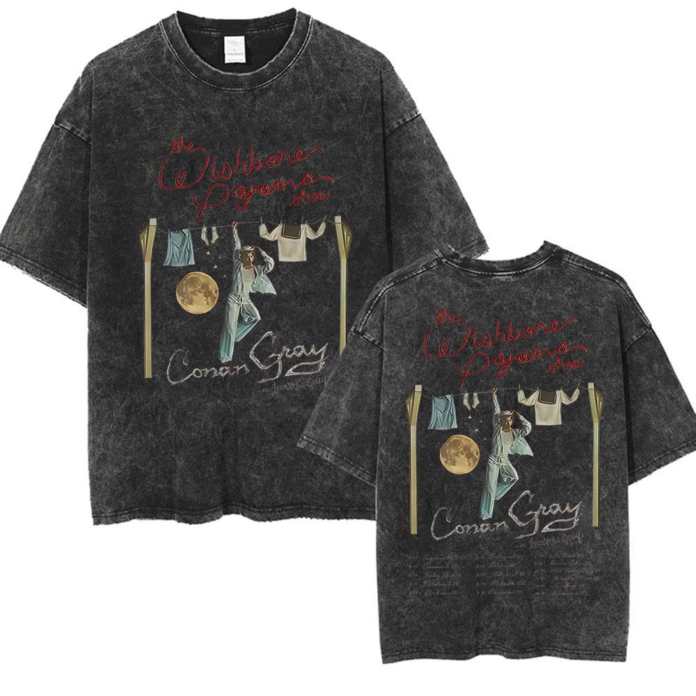 

Rapper Conan Gray The Wishbone Pajama Show Album New T Shirts Unisex Women Vintage Washed Short Sleeve Tshirt Punk Streetwear S
