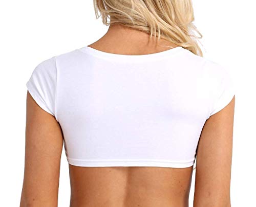 [DOKiDOKi] Ultra-short T-shirt (White) - Underbust-revealing, barely there, sexy, lightweight cut-and-sew top, size S
