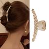 S.A.V.I Große Perlen-Haarklammer für Damen | Goldfinish | Rutschfester Griff | Stilvoller Hochsteckfrisur & Haarstyling-Accessoire | Langlebig & Trendig | Für Alle Haartypen