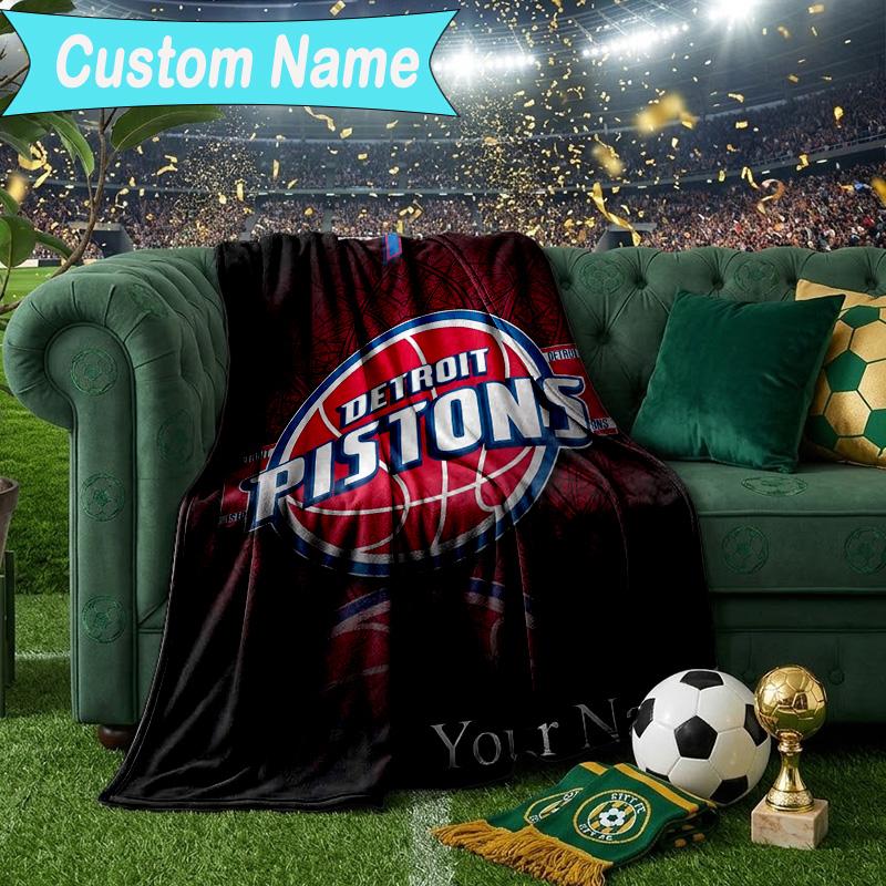 Custom Name Blanket Detroit-Pistons Logo Blanket Bedding Blanket for Travel, Camping, Living Rooms, Offices, Sofas, Fan Christmas Gift
