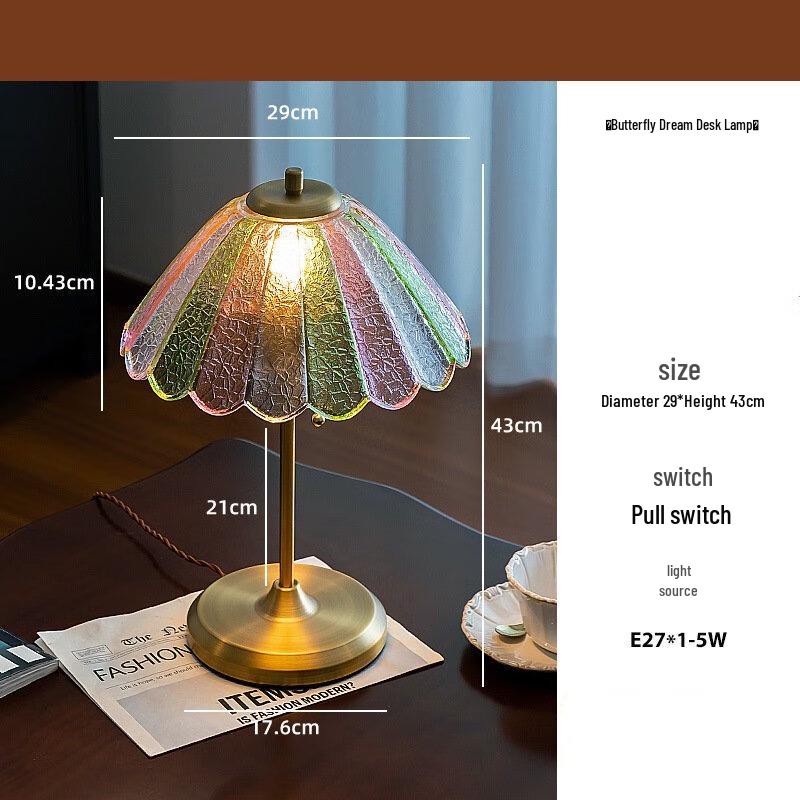 Настольная лампа NuFeng «Сон бабочки» из витражного стекла