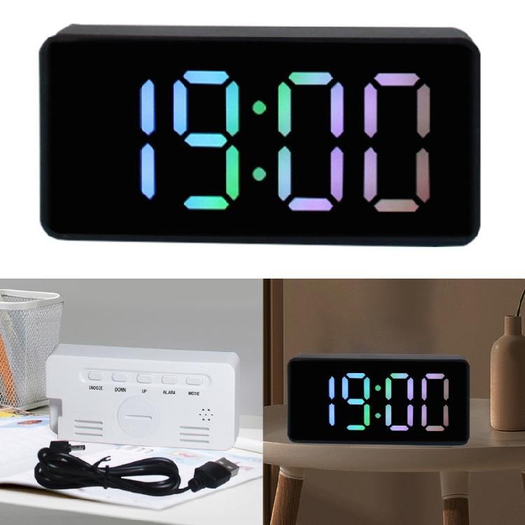 Makeup Mirror Clock RGB Color LED Voice Alarm Timer 5-min Snooze and Auto Dimmer
