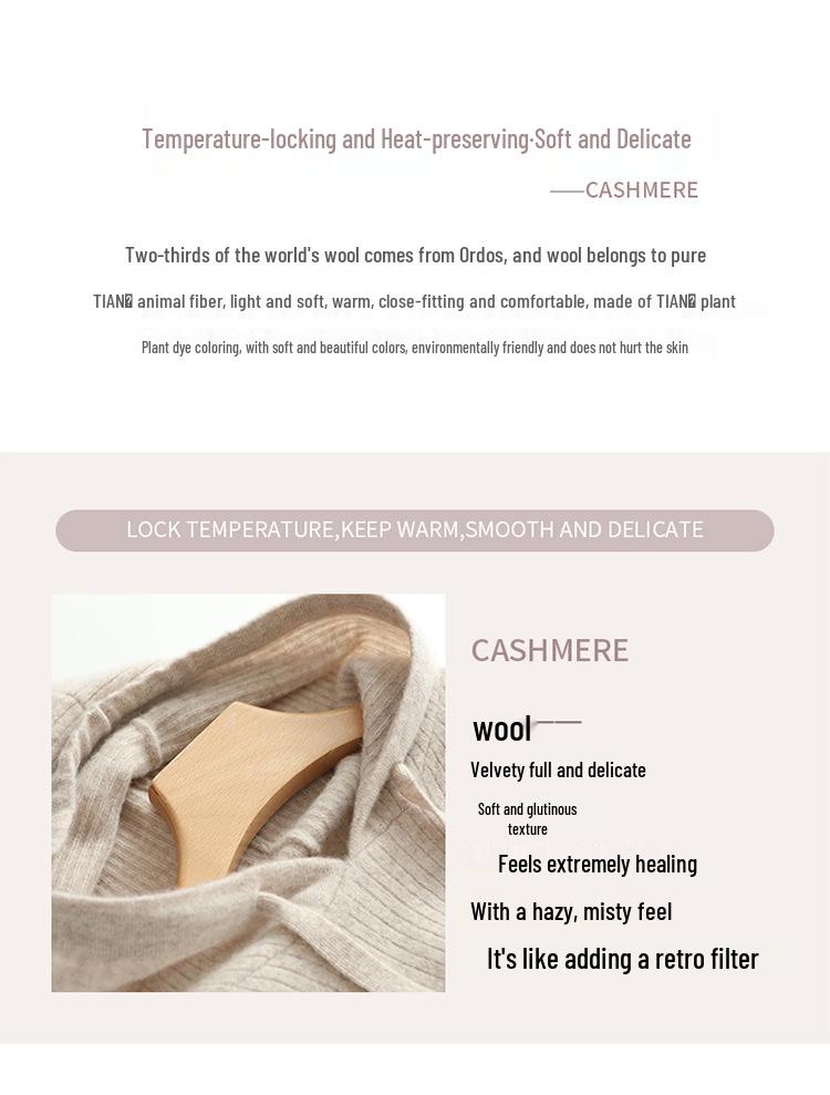 Women's 100% Cashmere Wool Hooded Sweater: Cozy Autumn/Winter Knitwear with Large Hood, Plus Size Options Available.