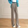 Women's High-Waisted Plaid Wide-Leg Casual Trousers