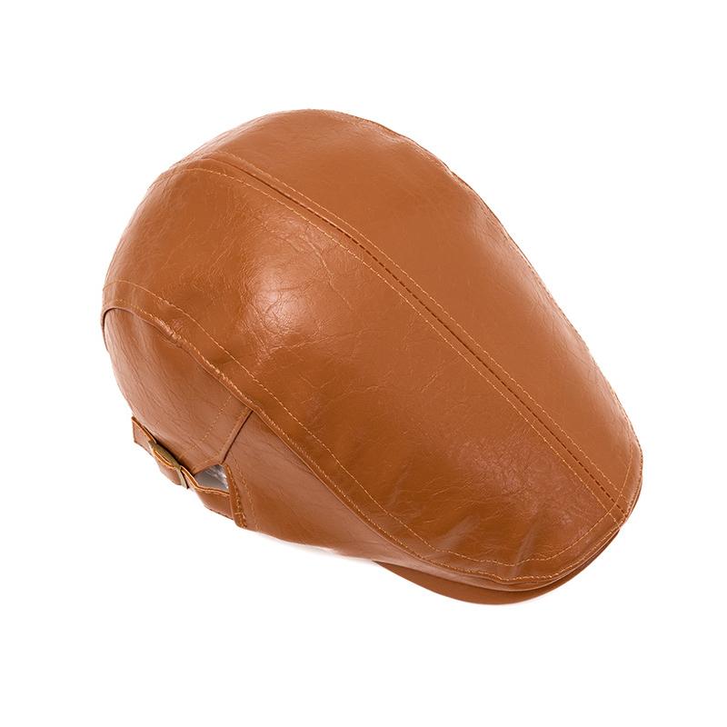 Herbst Winter Leder Schirmmütze Herren Britische Vintage Schiebermütze Warme Malermütze Baskenmütze