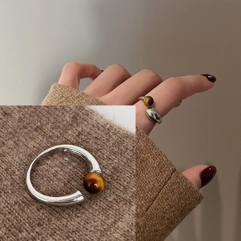 PANJBJ 925 Silver Geometry Crystal Ring For Women Ellipse Exaggerated Punk Water Drop Open Jewelry Gift