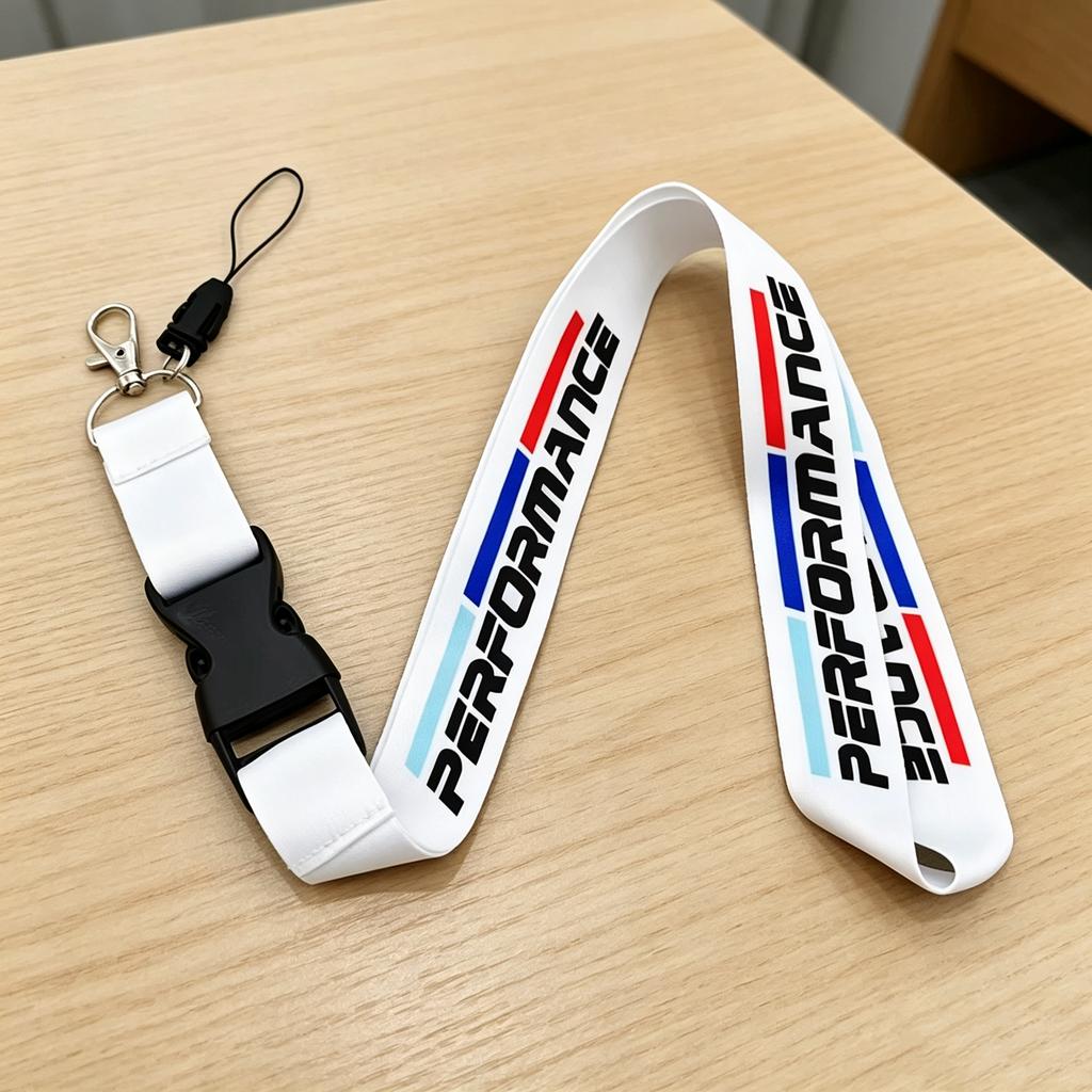 1pcs Black White Performance Emblem Lanyard Nylon Printing Logo Style Keychain For BMW M Performance E90 E60 E46 Car Accessories sdbf49