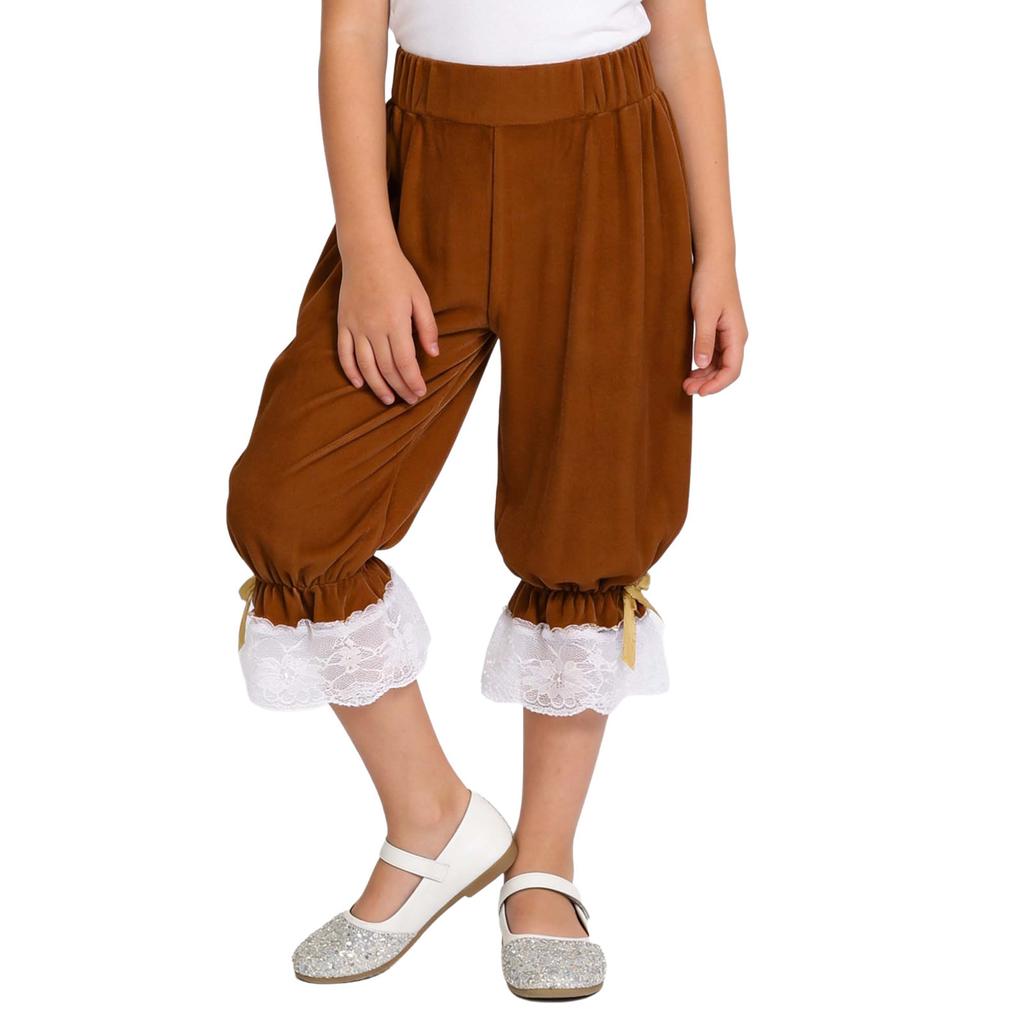 Kids Pirate Cosplay Bloomers Victorian Lolita Pantaloons Floral Lace Ruffle Elastic Waistband Steampunk Underwear