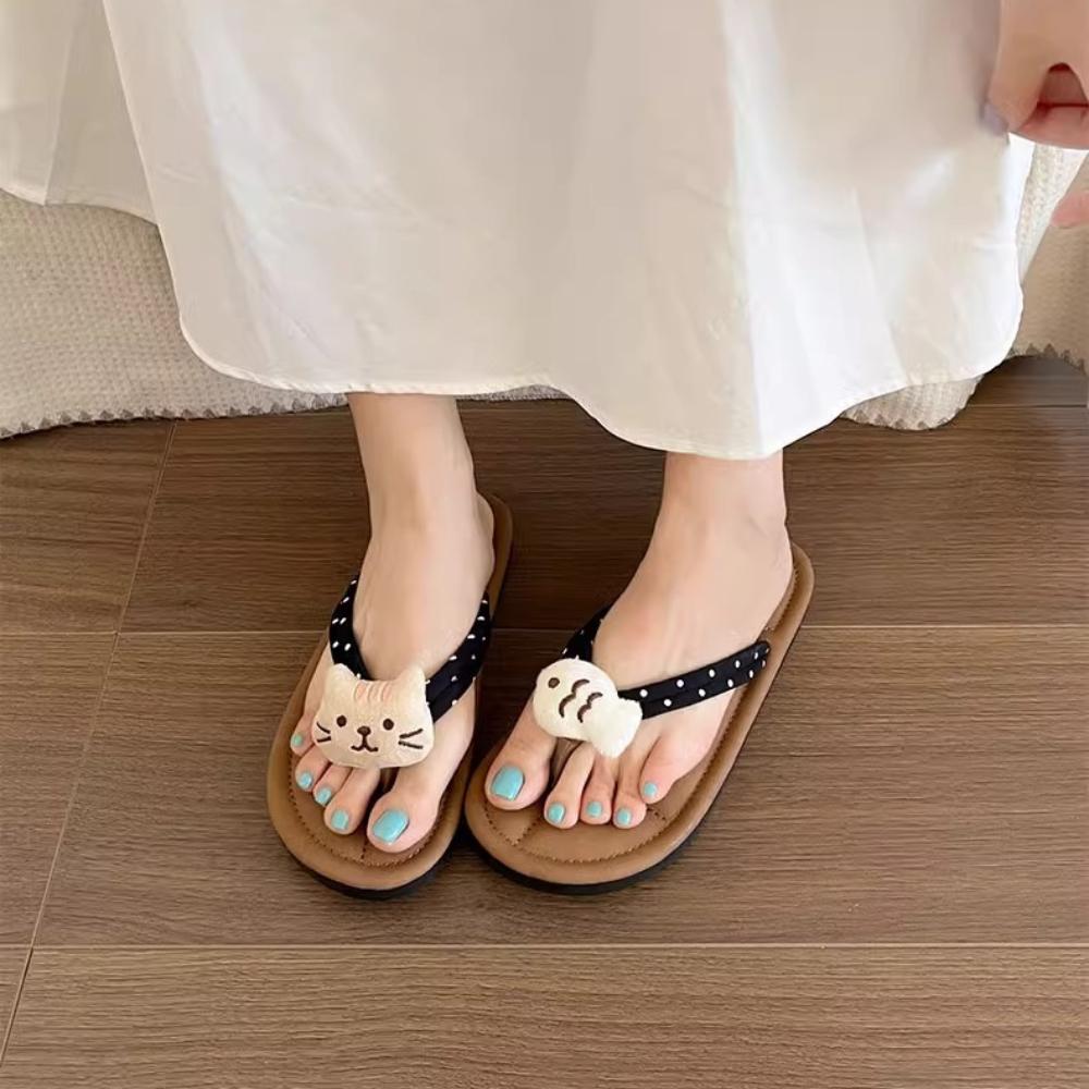 Damen Schleifen Flats Zehensandalen