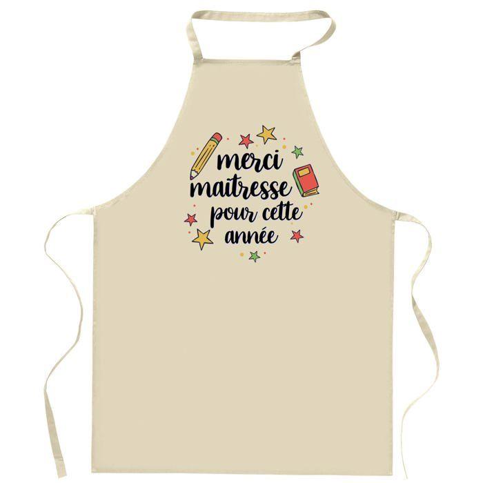 Tablier de cuisine - Merci Maitresse - motif étoiles - coton résistant - impression France