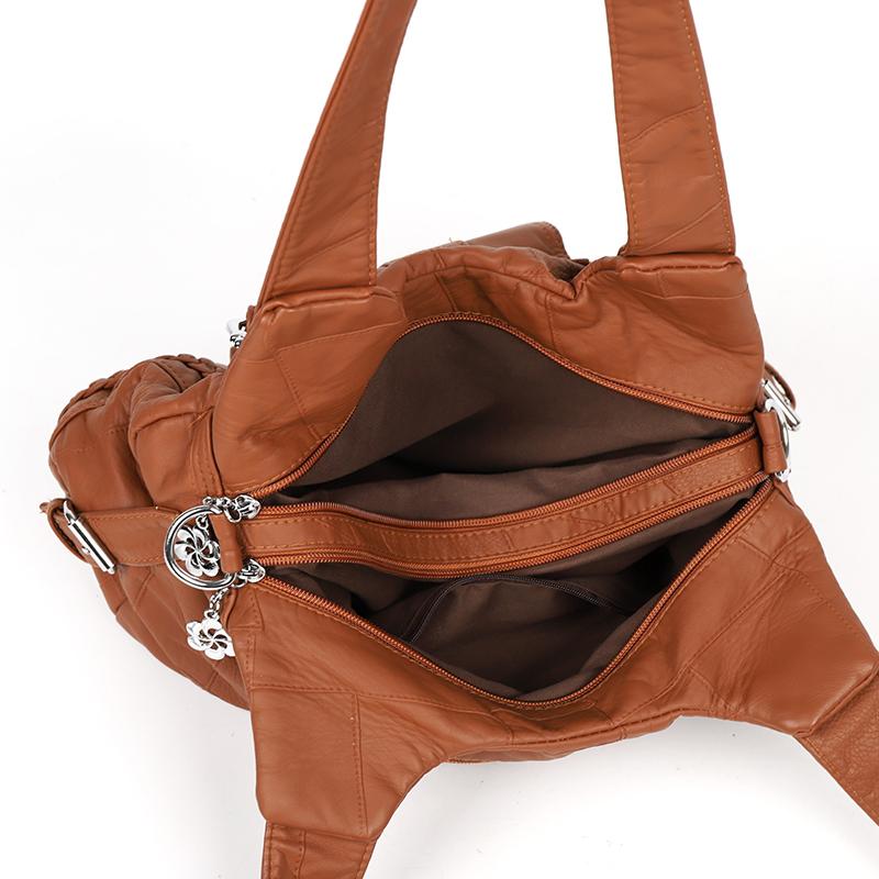 Women's Soft Leather Shoulder Bag Large Capacity Tote Bag Middle-aged Mother Crossbody Bag