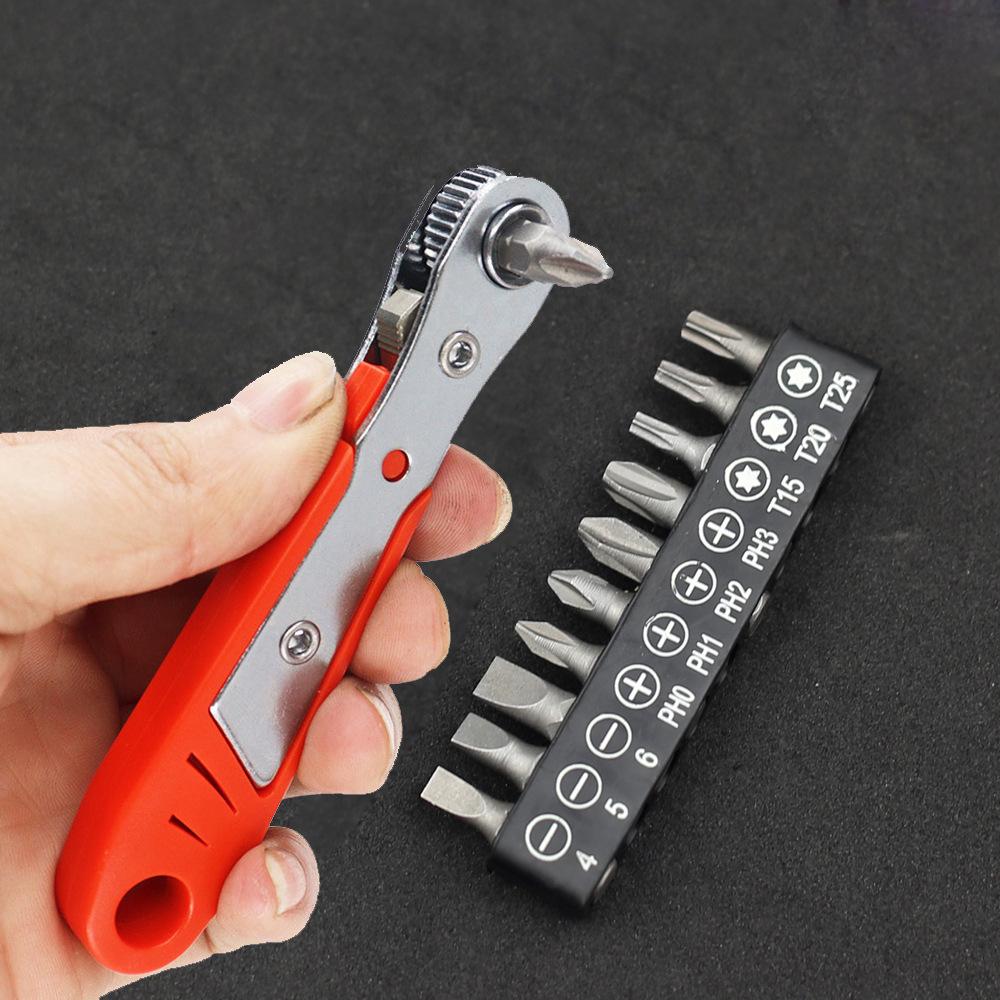 

Мини-трещотка с 36 зубьями двойного действия, рукоятка с шестигранными и Torx битами