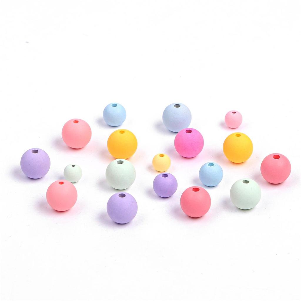 6/8/10mm Plastic Acrylic Macarons Candy Solid Color Loose Beads For Necklace Bracelet DIY Jewelry Making